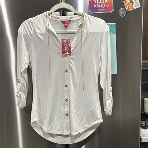 Guess White Button-Up Women's Top